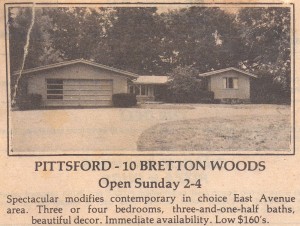 Clipping from Hershey's notebooks in the late 70's announcing an open house at 10 Bretton Woods Drive