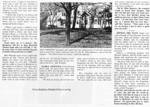 They Came to Honor Hershey-Brighton-Pittsford Post article, 11-21-84